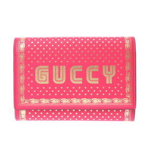 GUCCI GUCCY Shoulder Bag Pink Calf Chain Wallet